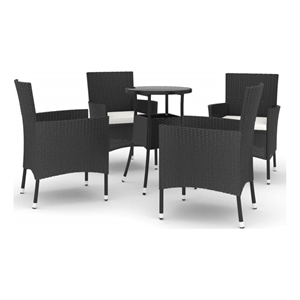 Afuera Living Contemporary 5 Piece Steel Bistro Set in Black/Cream