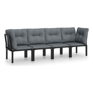 Afuera Living Contemporary 4 Piece Steel Garden Lounge Set in Black/Gray