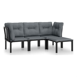 Afuera Living Contemporary 4 Piece Steel Garden Lounge Set in Black/Gray