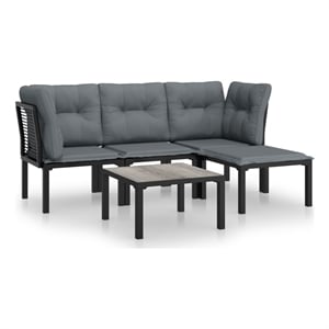 Afuera Living Contemporary 5 Piece Steel Garden Lounge Set in Black/Gray