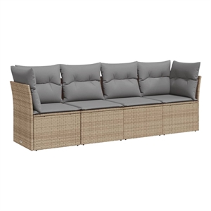 Afuera Living Contemporary 4 Piece Steel Sofa Set in Gray/Beige