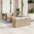 Afuera Living Contemporary 6 Piece Poly Rattan Patio Sofa Set in Beige