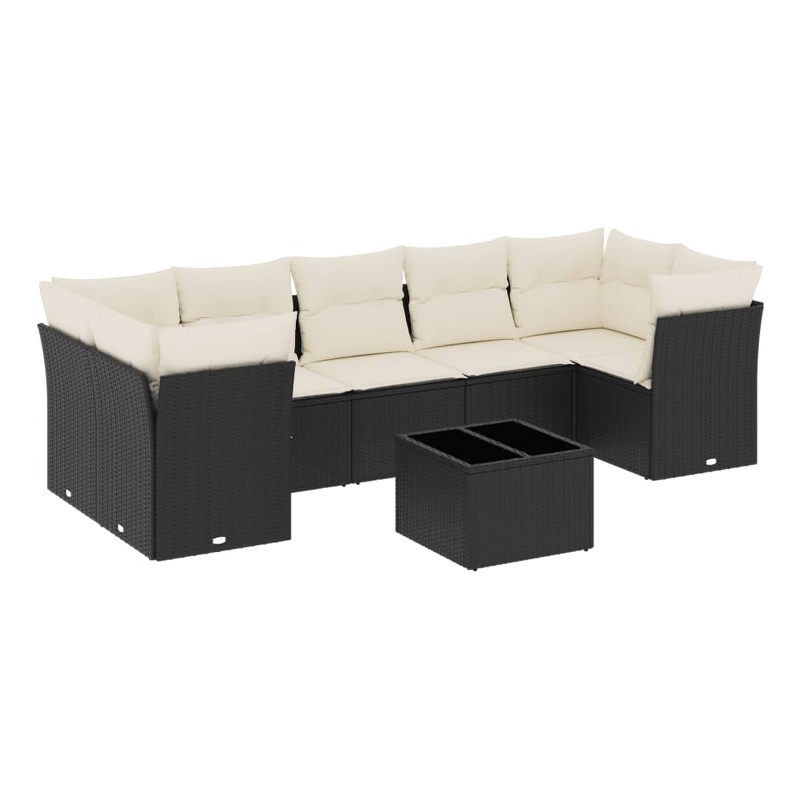 Afuera Living Contemporary 8 Piece Poly Rattan Sofa Set in Black