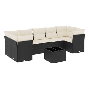 Afuera Living Contemporary 8 Piece Poly Rattan Sofa Set in Black