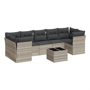 Afuera Living 8 Piece Poly Rattan Patio Sofa Set in Light Gray/Dark Gray