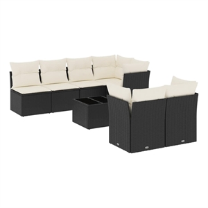 Afuera Living Contemporary 8 Piece Poly Rattan Sofa Set in Black