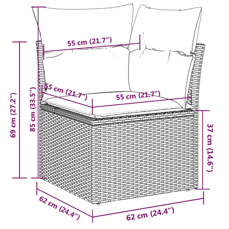 Afuera Living Contemporary Synthetic Poly Rattan 9 Piece Sofa Set in Beige