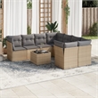 Afuera Living Contemporary 9 Piece Poly Rattan Sofa Set in Gray/Beige