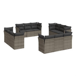 Afuera Living Contemporary 12 Piece Poly Rattan Sofa Set in Gray