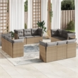 Afuera Living Contemporary 12 Piece Poly Rattan Sofa Set in Beige