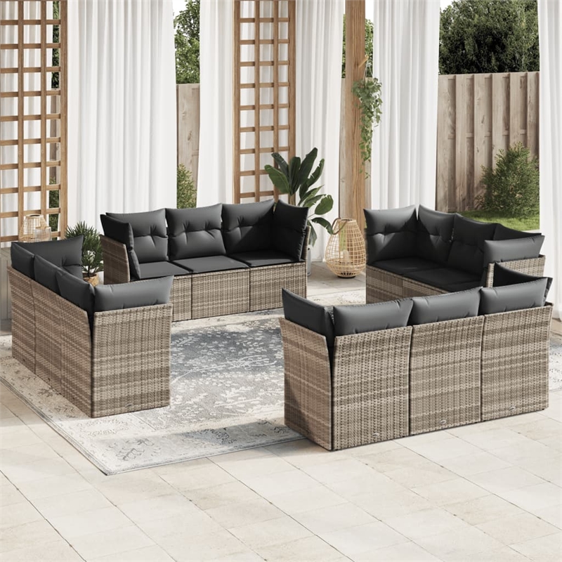 Afuera Living Contemporary Synthetic Poly Rattan Sofa Set in Gray