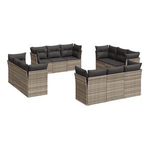 Afuera Living Contemporary Synthetic Poly Rattan Sofa Set in Gray