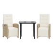 Afuera Living Contemporary Synthetic Poly Rattan Bistro Set in Black/Cream/Beige