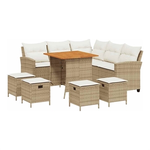 Afuera Living Contemporary 6 Piece Steel Small Sofa Set in Cream/Beige
