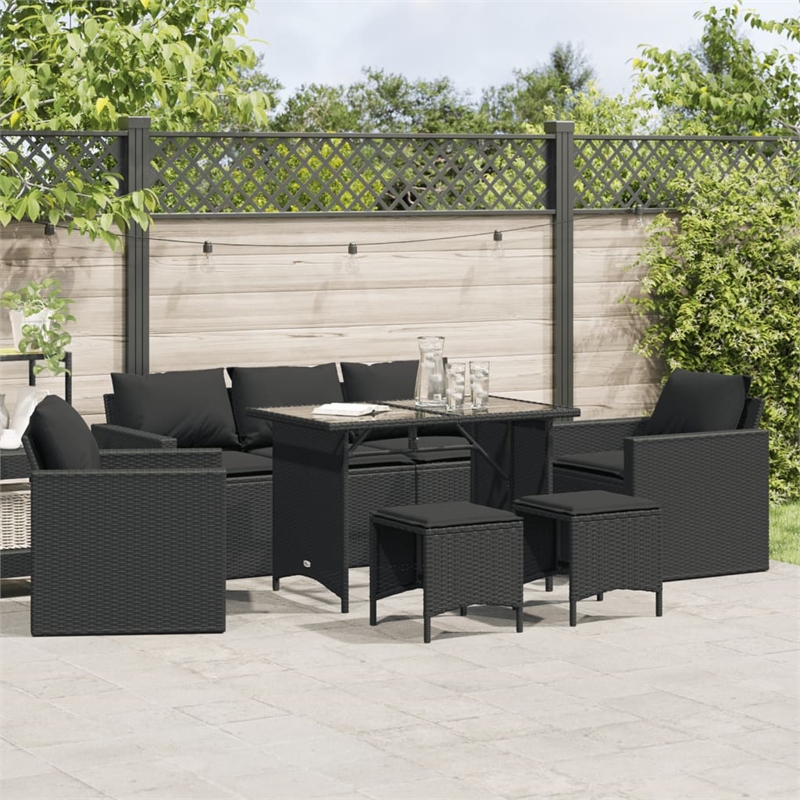 Afuera Living 6 Piece Poly Rattan Sofa Set with Removable Covers in Black