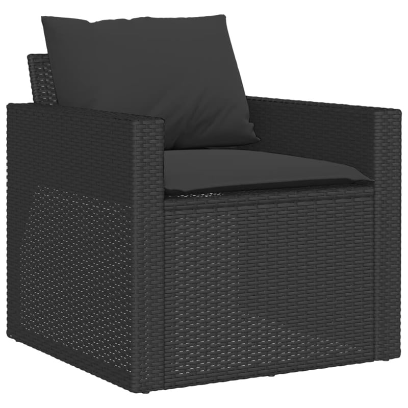 Afuera Living 6 Piece Poly Rattan Sofa Set with Removable Covers in Black