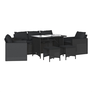 Afuera Living 6 Piece Poly Rattan Sofa Set with Removable Covers in Black