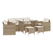 Afuera Living Contemporary 6 Piece Poly Rattan Sofa Set in Cream/Beige