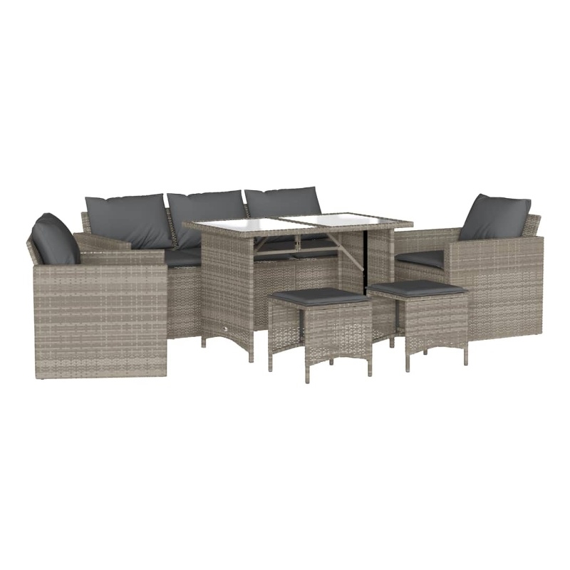 Afuera Living Contemporary 6 Piece Poly Rattan Sofa Set in Gray