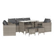 Afuera Living Contemporary 6 Piece Poly Rattan Sofa Set in Gray