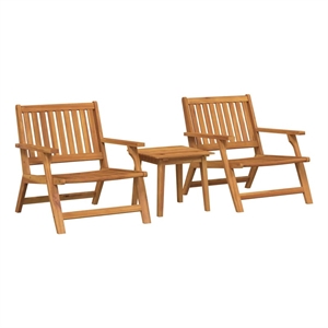 Afuera Living Contemporary Solid Acacia Wood Furniture Set in Brown