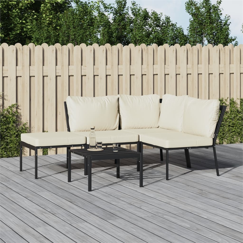 Afuera Living Contemporary 5 Piece Metal Powder-Coated Steel Small Lounge Set