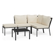Afuera Living Contemporary 5 Piece Metal Powder-Coated Steel Small Lounge Set