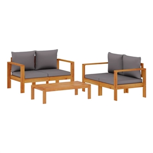 Afuera Living 3 Piece Solid Acacia Wood Sofa Set in Gray/Natural