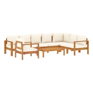 Afuera Living Solid Acacia Wood Sofa Set in White/Cream/Natural