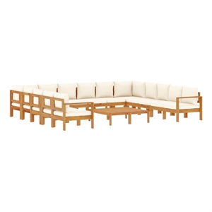 Afuera Living 10 Piece Solid Acacia Wood Sofa Set in White/Cream/Natural