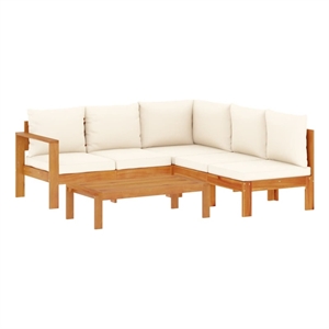 Afuera Living 4 Piece Solid Acacia Wood Sofa Set in White/Cream