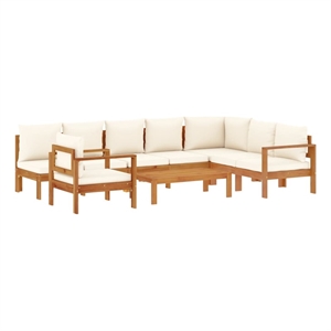 Afuera Living 6 Piece Solid Acacia Wood Sofa Set in White/Cream