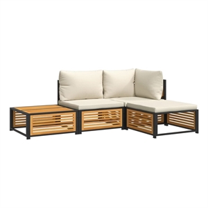 Afuera Living 4 Piece Solid Acacia Wood Medium Sofa Set in Natural