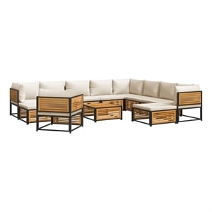 Afuera Living 12 Piece Solid Acacia Wood Sofa Set in White/Cream