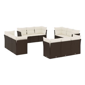 Afuera Living Contemporary 12 Piece Steel Large Sofa Set in Brown/Cream