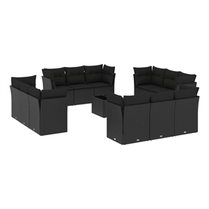 Afuera Living Contemporary 13 Piece Steel Small Sofa Set in Black