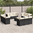 Afuera Living Contemporary 13 Piece Poly Rattan Large Sofa Set in Black