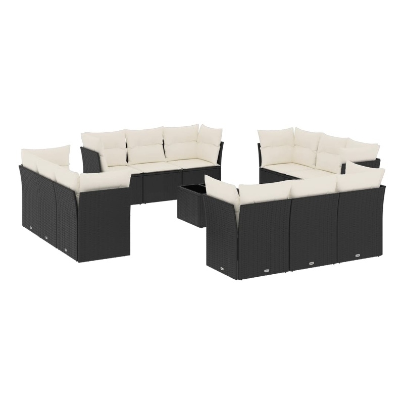 Afuera Living Contemporary 13 Piece Poly Rattan Large Sofa Set in Black