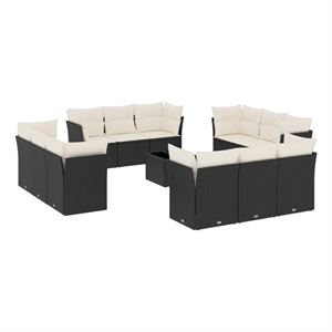 Afuera Living Contemporary 13 Piece Poly Rattan Large Sofa Set in Black