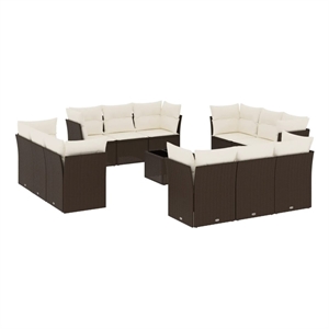 Afuera Living Contemporary 13 Piece Steel Sofa Set in Brown/Cream