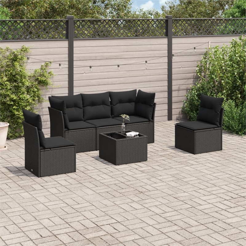 Afuera Living Contemporary Synthetic Poly Rattan Sofa Set in Black