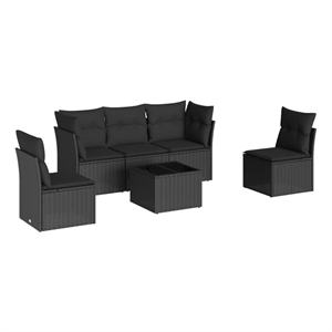 Afuera Living Contemporary Synthetic Poly Rattan Sofa Set in Black