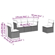 Afuera Living Contemporary 5 Piece Poly Rattan Sofa Set in Gray