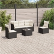 Afuera Living Contemporary 6 Piece Poly Rattan Sofa Set in Black/Cream
