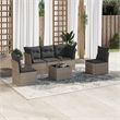 Afuera Living Contemporary 6 Piece Poly Rattan Small Sofa Set in Gray