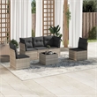 Afuera Living Contemporary 6 Piece Poly Rattan Small Sofa Set in Gray