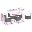 Afuera Living Contemporary 6 Piece Poly Rattan Small Sofa Set in Gray