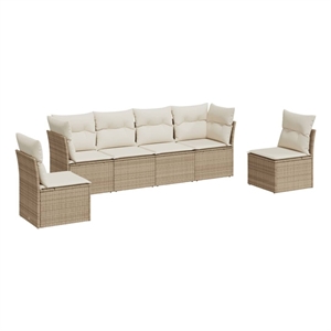 Afuera Living Contemporary 6 Piece Steel Small Sofa Set in Cream/Beige