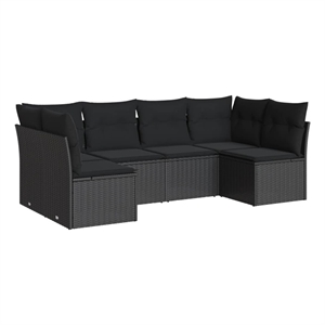 Afuera Living Contemporary 6 Piece Steel Standard Sofa Set in Black