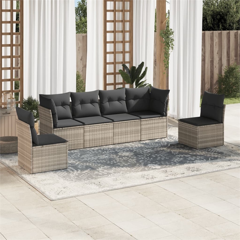 Afuera Living Contemporary Synthetic Poly Rattan 6 Piece  Sofa Set in Gray